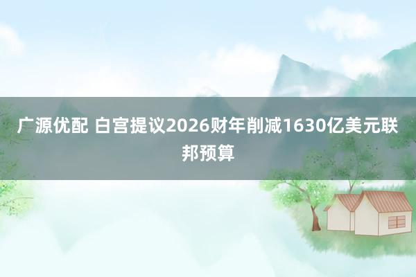 广源优配 白宫提议2026财年削减1630亿美元联邦预算